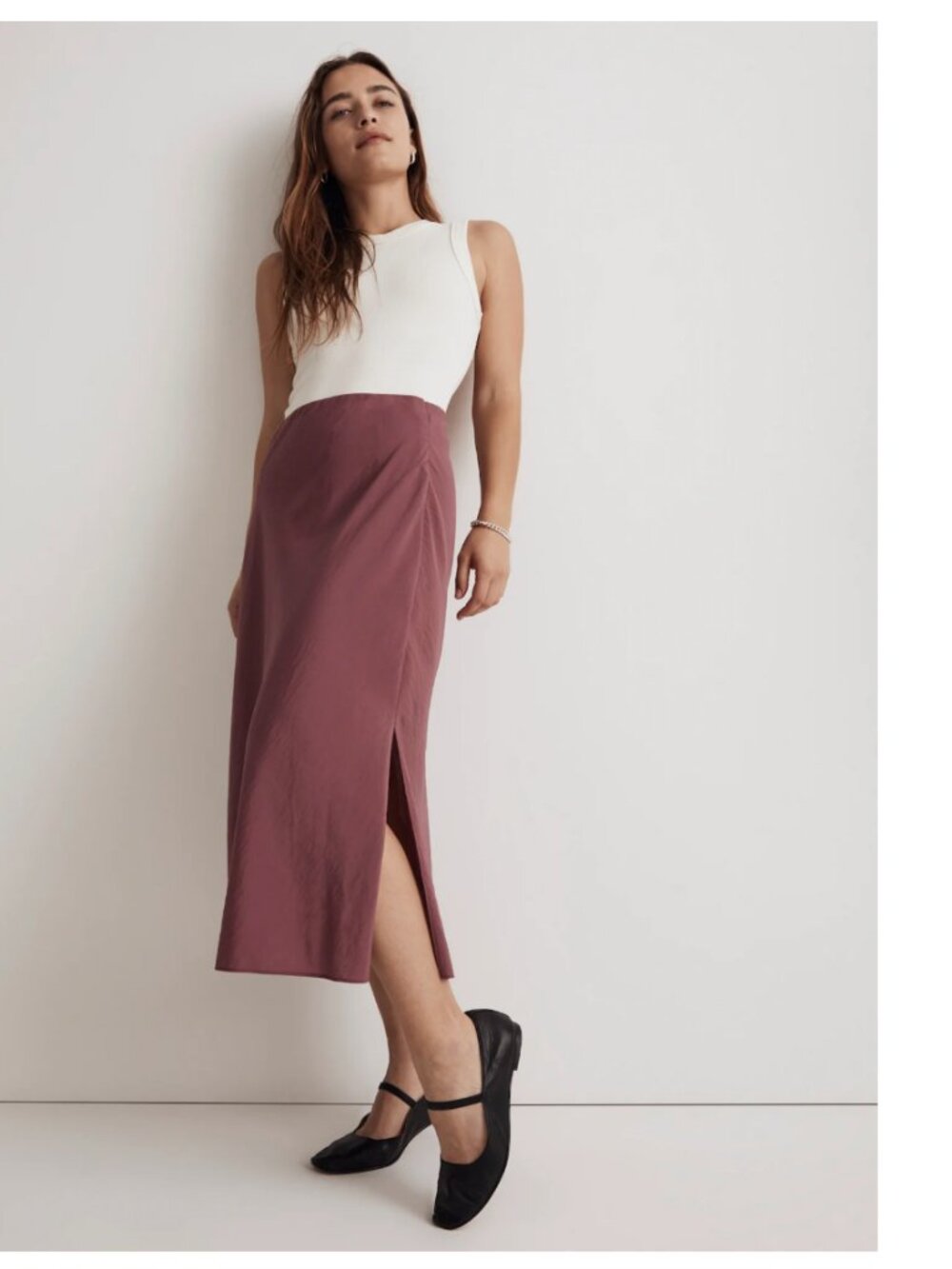 Madewell The Layton Midi Slip Skirt in Size 4  in Pressed Grape NWT